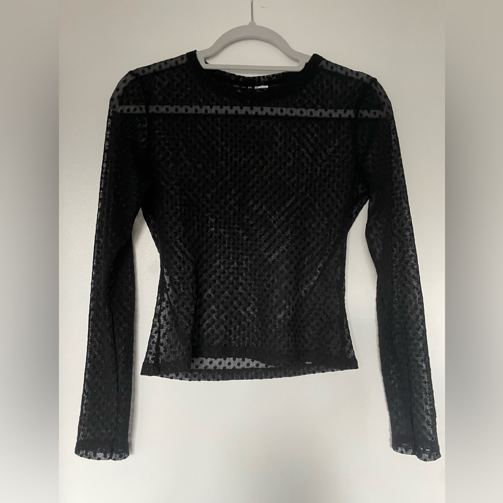 Black mesh longsleeve top